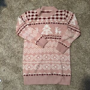 Pink Patterned Women's Sweater dress
